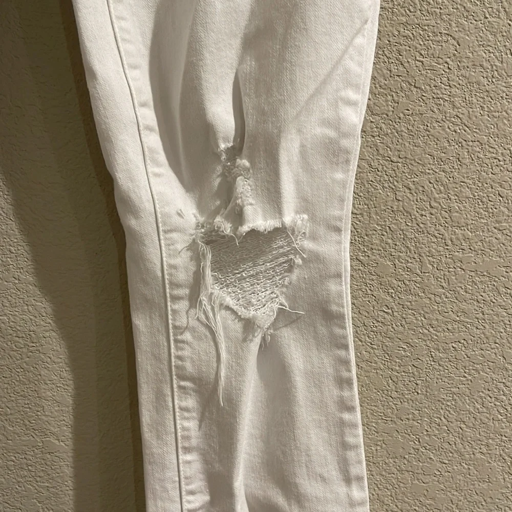 Paige White Distressed Skinny Crop Jeans - Picture 5 of 7